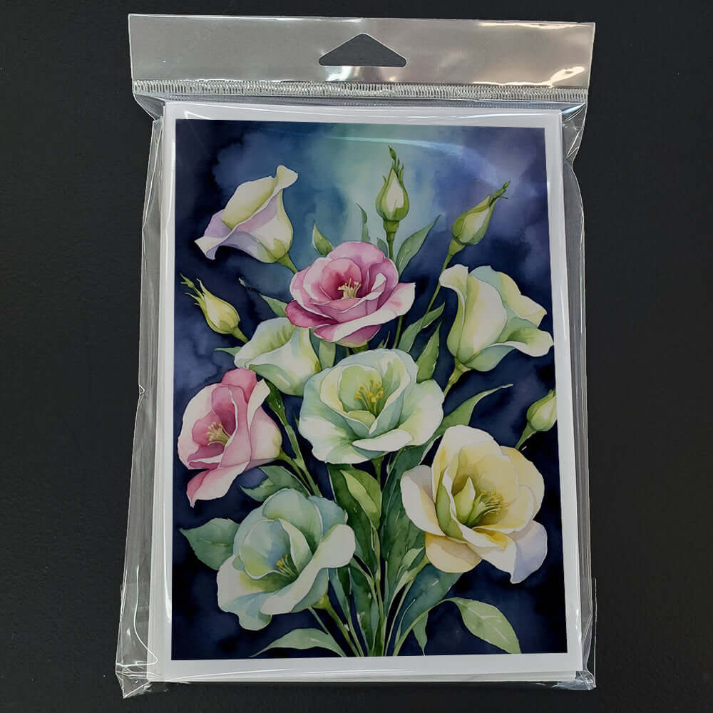 Lisianthus Flowers Greeting Cards Pack of 8 Blank Cards with Envelopes Whimsical A7 Size 5x7
