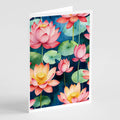 Lotus Flowers Greeting Cards Pack of 8 Blank Cards with Envelopes Whimsical A7 Size 5x7