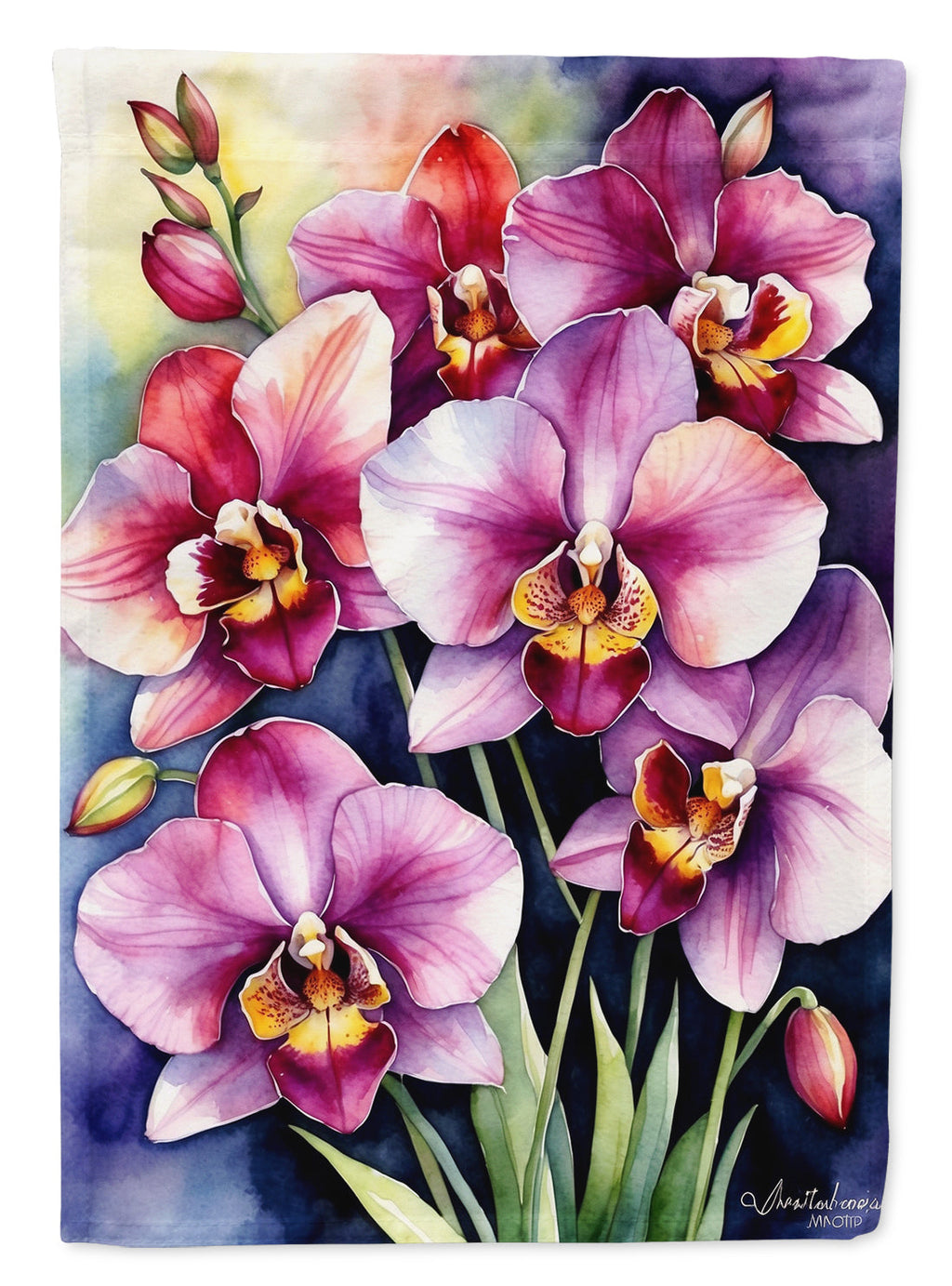 Miltoniopsis Orchids House Flag 28x40 Porch Sleeve Pole Decorative Outside Yard Banner Artwork Wall Hanging, Polyester