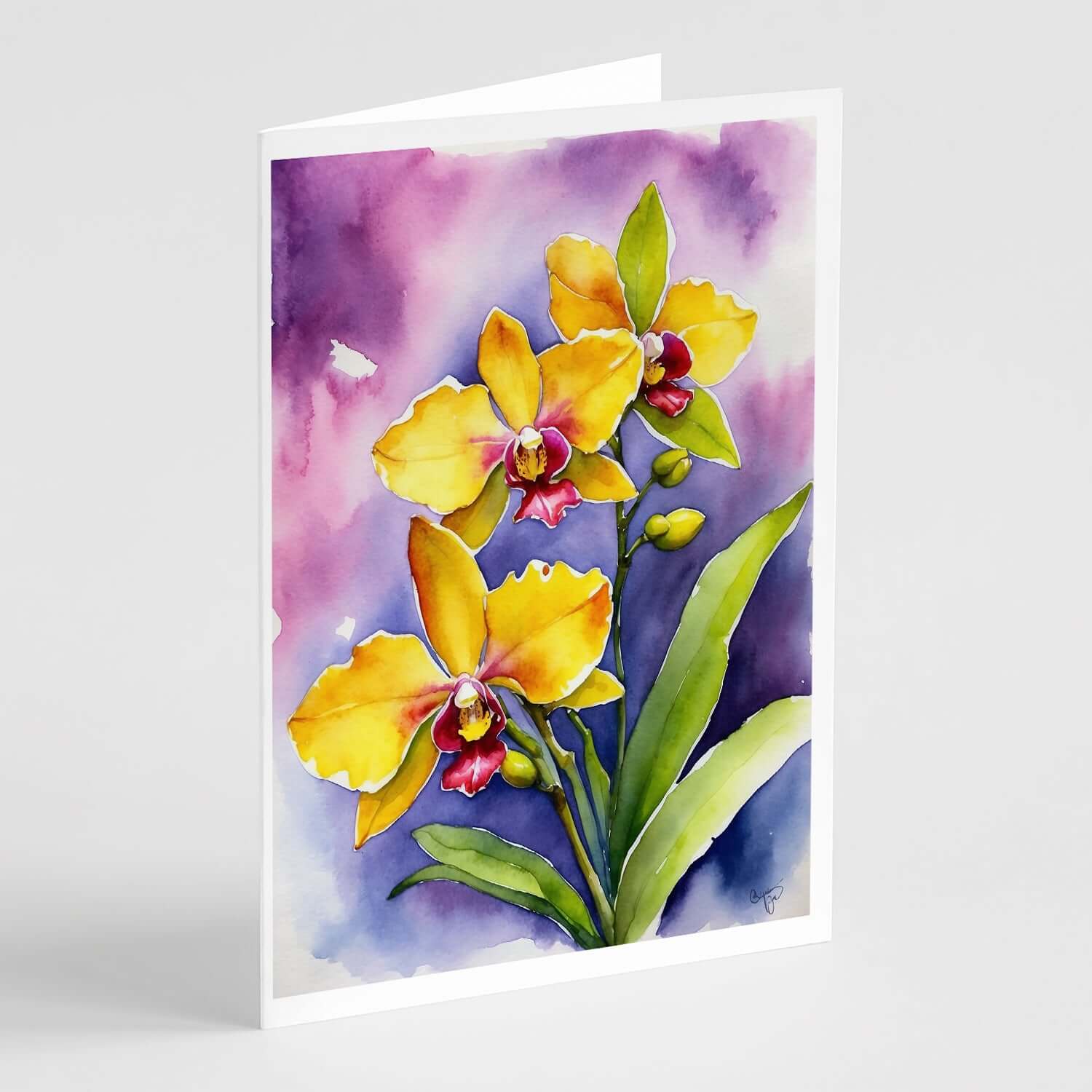 Oncidium Orchids Greeting Cards Pack of 8 Blank Cards with Envelopes Whimsical A7 Size 5x7