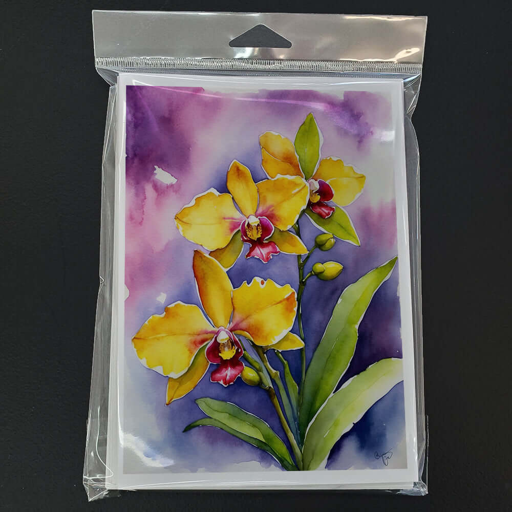 Oncidium Orchids Greeting Cards Pack of 8 Blank Cards with Envelopes Whimsical A7 Size 5x7