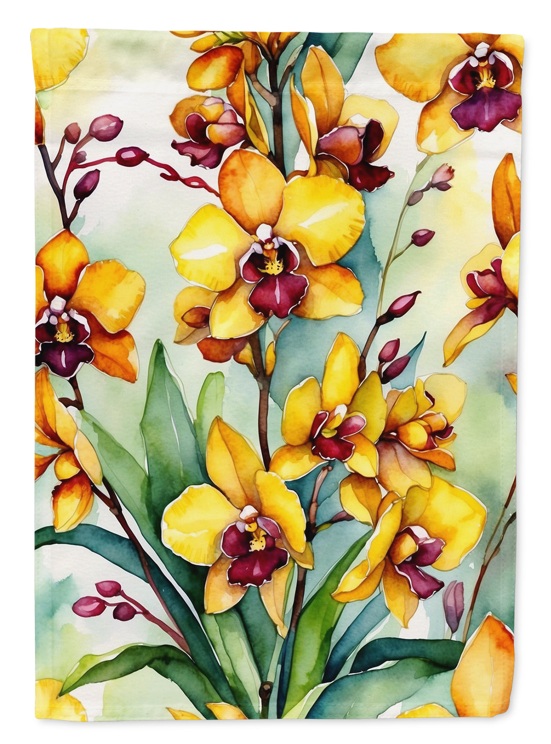 Oncidium Orchids House Flag 28x40 Porch Sleeve Pole Decorative Outside Yard Banner Artwork Wall Hanging, Polyester