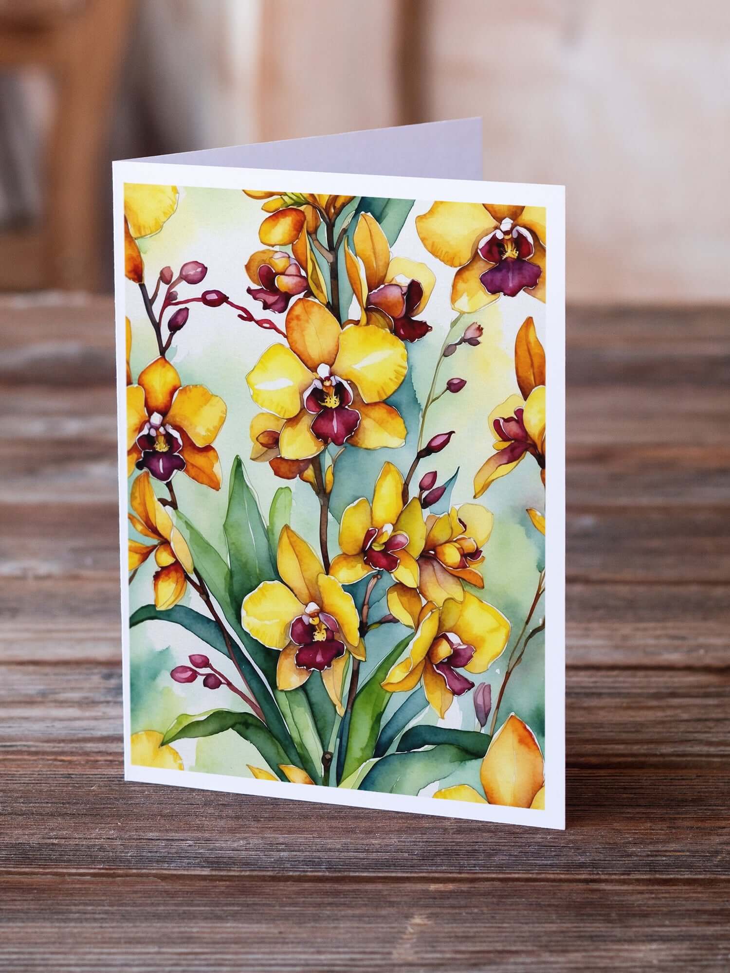 Oncidium Orchids Greeting Cards Pack of 8 Blank Cards with Envelopes Whimsical A7 Size 5x7