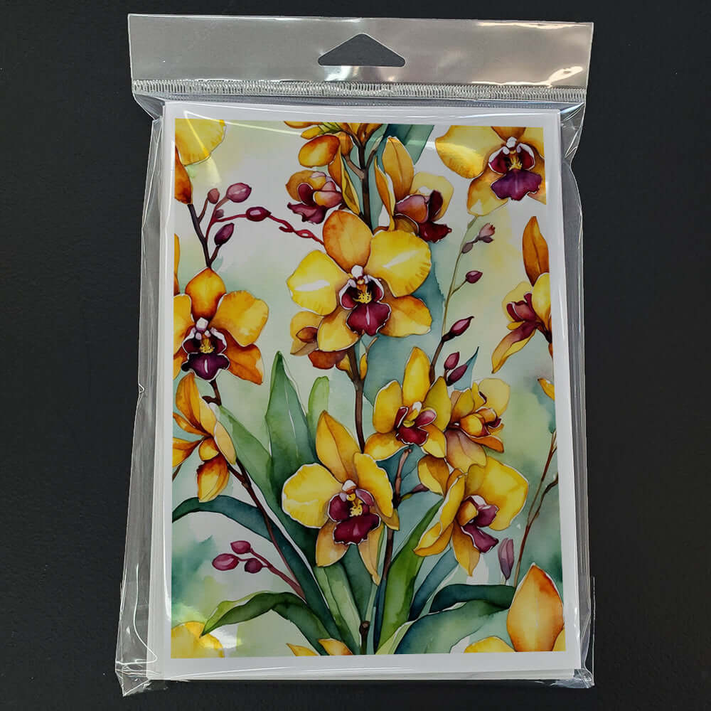 Oncidium Orchids Greeting Cards Pack of 8 Blank Cards with Envelopes Whimsical A7 Size 5x7