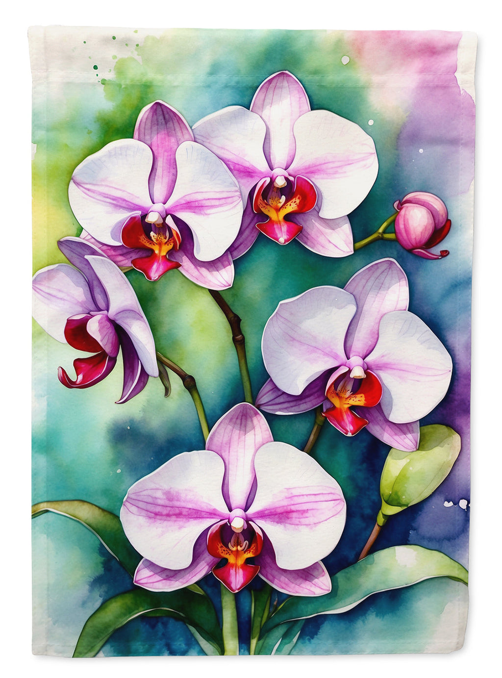 Phalaenopsis Orchids House Flag 28x40 Porch Sleeve Pole Decorative Outside Yard Banner Artwork Wall Hanging, Polyester