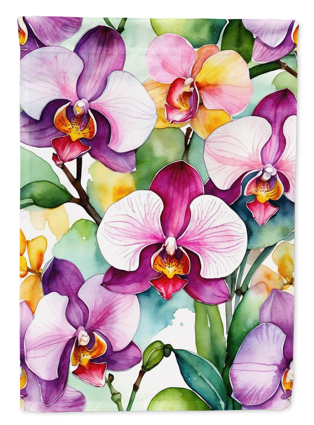Phalaenopsis Orchids House Flag 28x40 Porch Sleeve Pole Decorative Outside Yard Banner Artwork Wall Hanging, Polyester