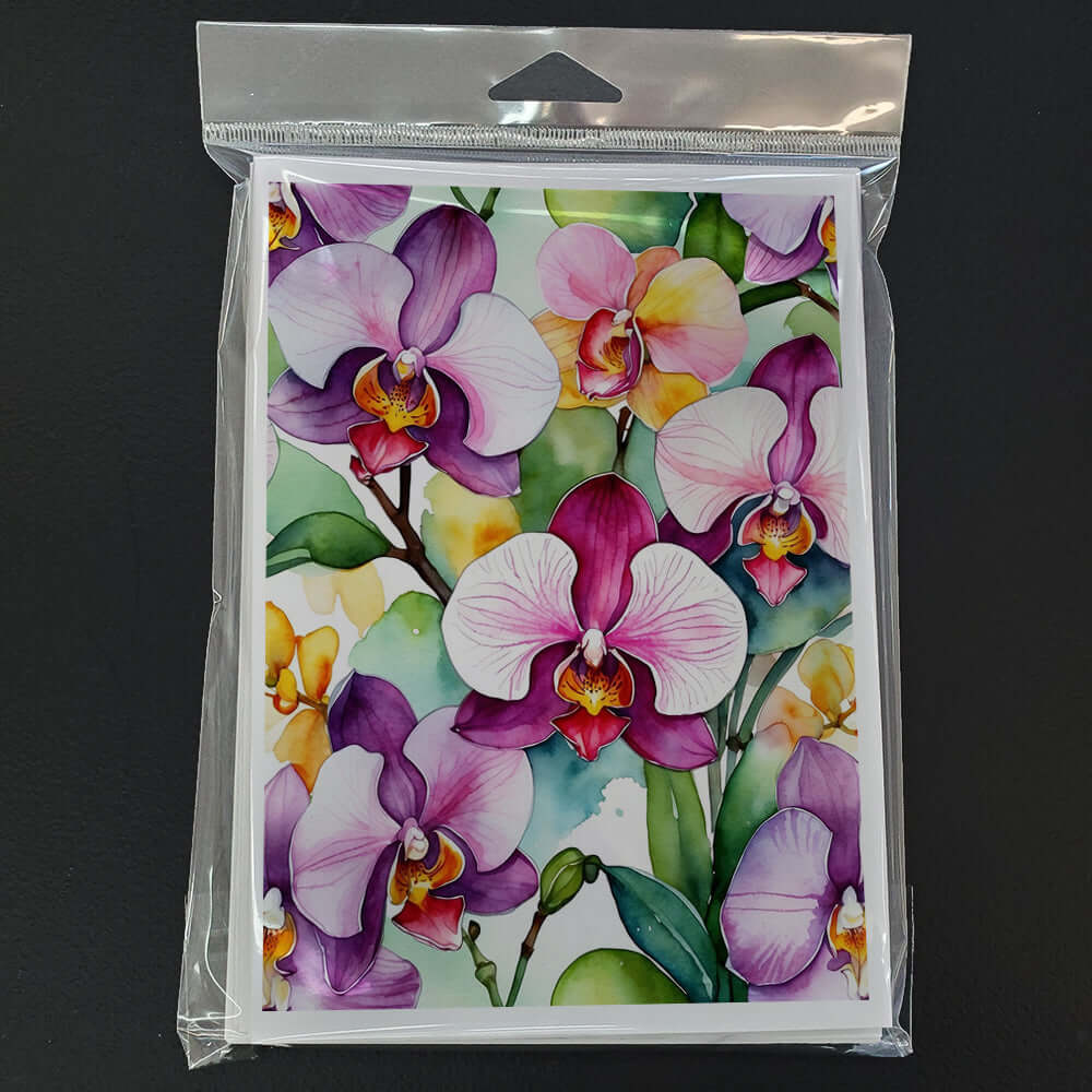 Phalaenopsis Orchids Greeting Cards Pack of 8 Blank Cards with Envelopes Whimsical A7 Size 5x7
