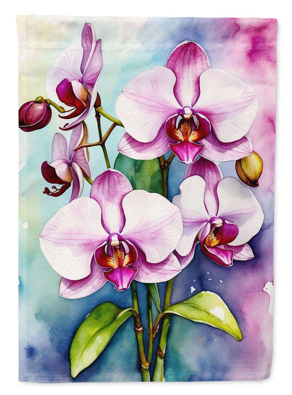 Phalaenopsis Orchids House Flag 28x40 Porch Sleeve Pole Decorative Outside Yard Banner Artwork Wall Hanging, Polyester
