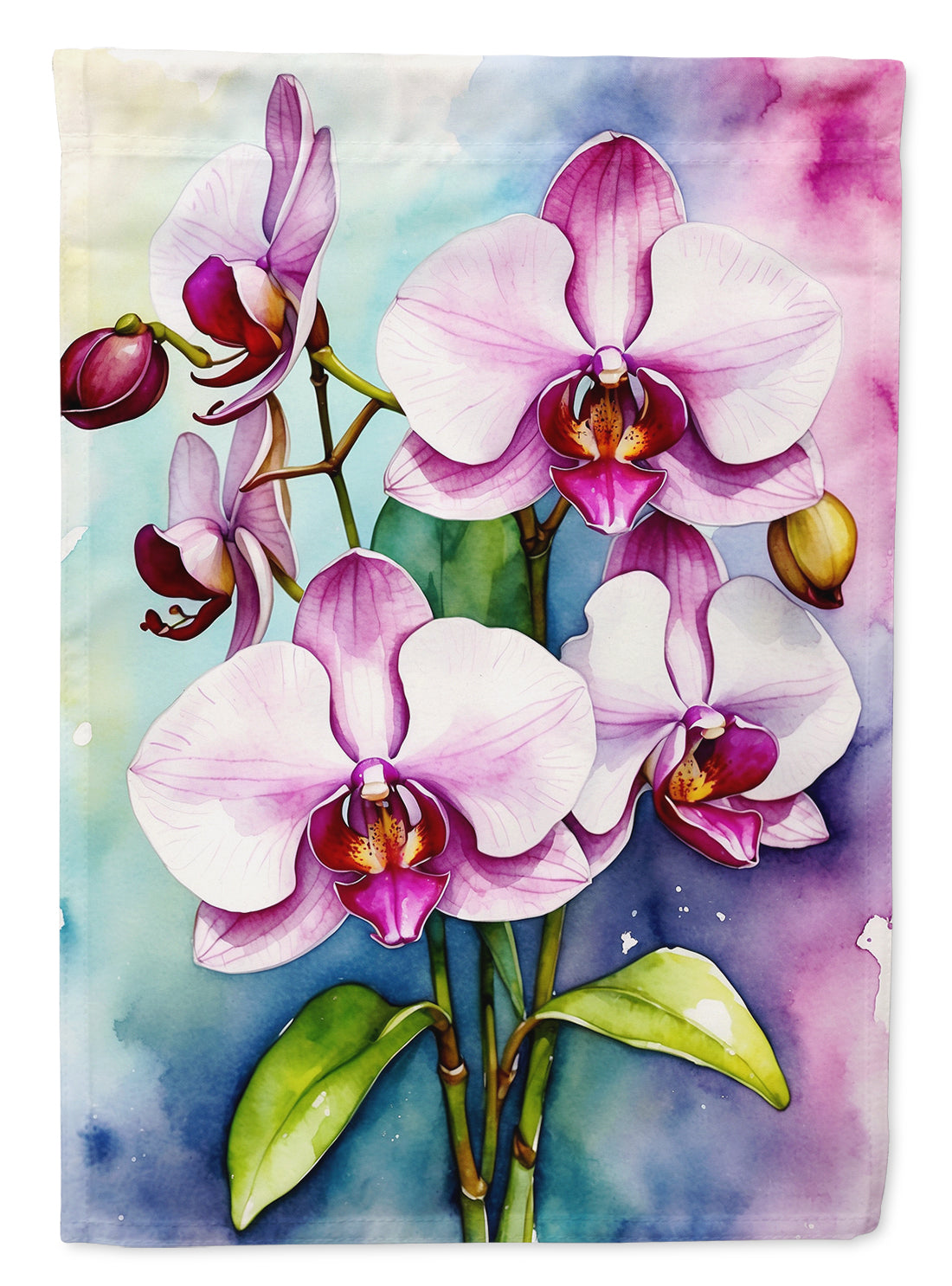 Phalaenopsis Orchids House Flag 28x40 Porch Sleeve Pole Decorative Outside Yard Banner Artwork Wall Hanging, Polyester