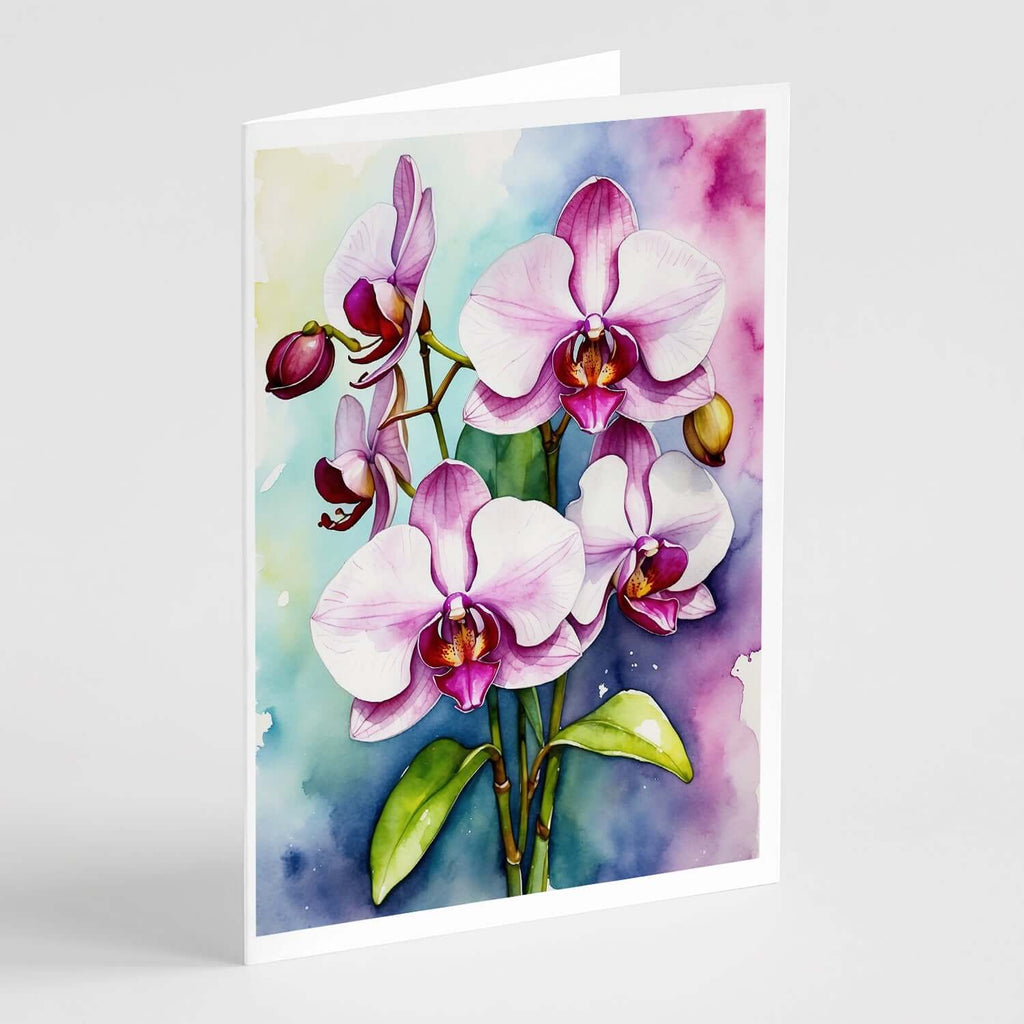 Phalaenopsis Orchids Greeting Cards Pack of 8 Blank Cards with Envelopes Whimsical A7 Size 5x7