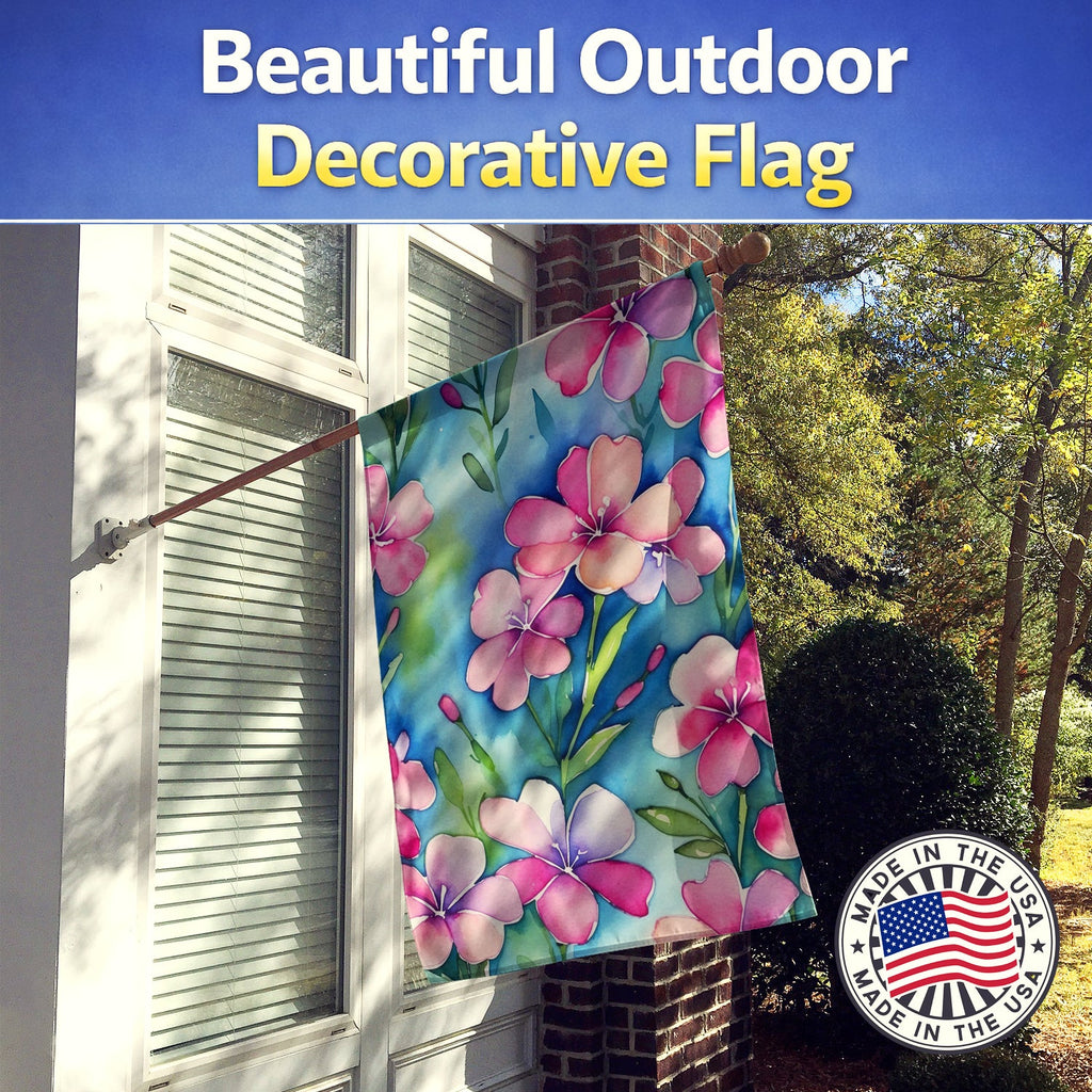 Phlox Flowers House Flag 28x40 Porch Sleeve Pole Decorative Outside Yard Banner Artwork Wall Hanging, Polyester