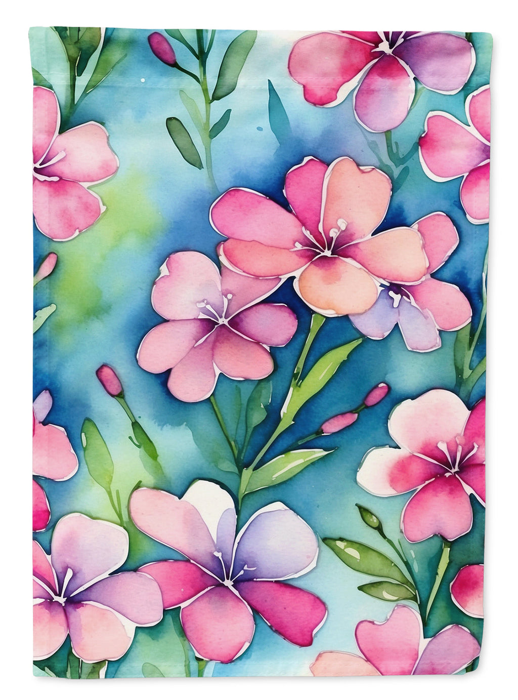 Phlox Flowers House Flag 28x40 Porch Sleeve Pole Decorative Outside Yard Banner Artwork Wall Hanging, Polyester