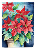 Poinsettias House Flag 28x40 Porch Sleeve Pole Decorative Outside Yard Banner Artwork Wall Hanging, Polyester