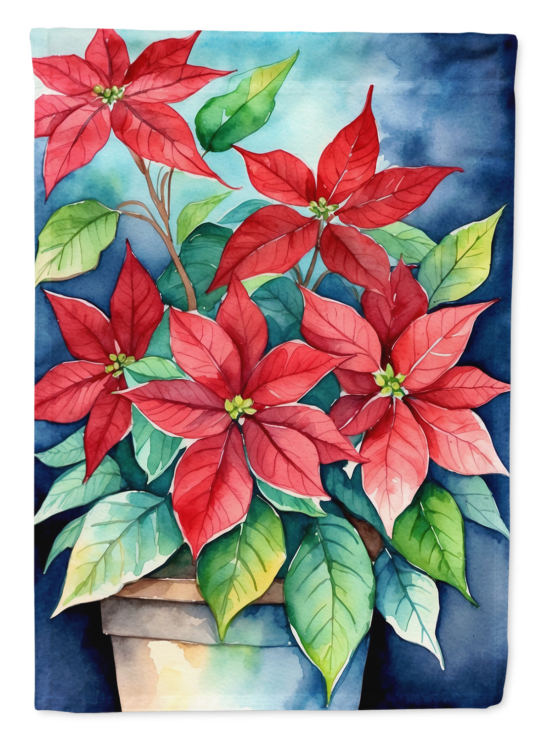Poinsettias House Flag 28x40 Porch Sleeve Pole Decorative Outside Yard Banner Artwork Wall Hanging, Polyester