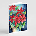 Poinsettias Greeting Cards Pack of 8 Blank Cards with Envelopes Whimsical A7 Size 5x7