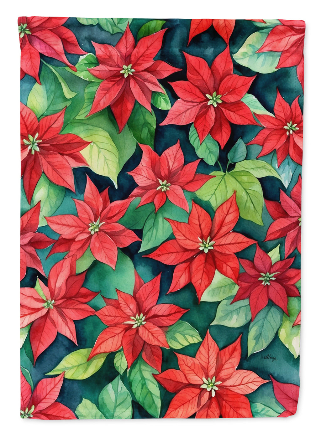 Poinsettias House Flag 28x40 Porch Sleeve Pole Decorative Outside Yard Banner Artwork Wall Hanging, Polyester
