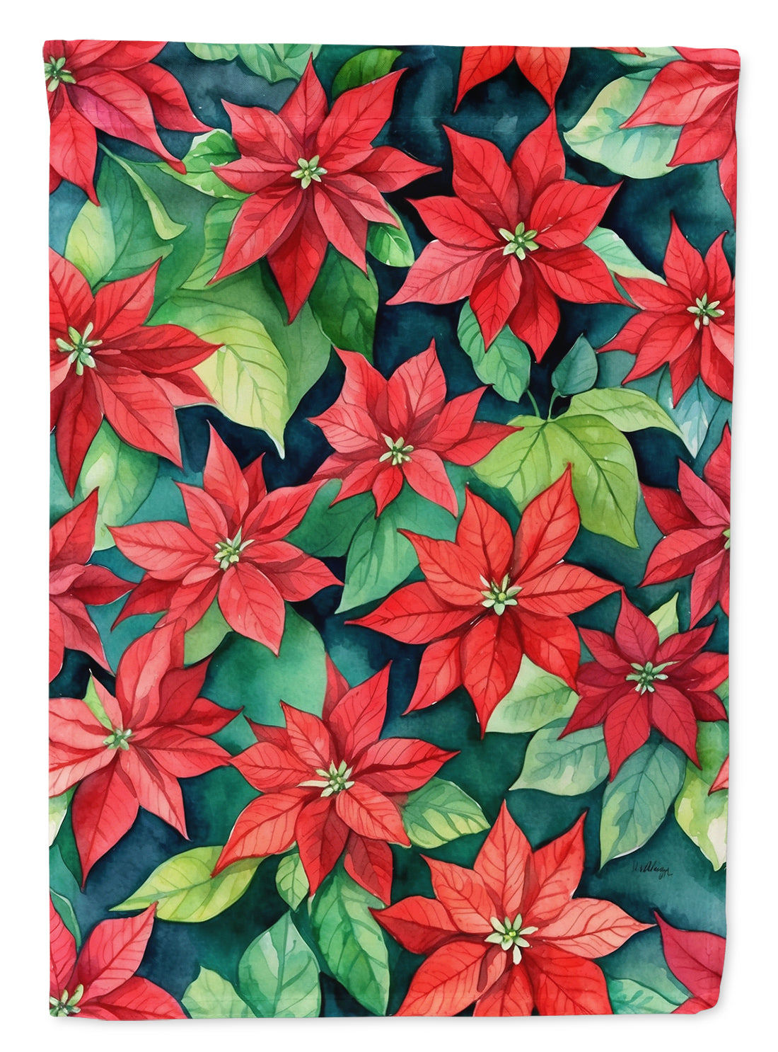 Poinsettias House Flag 28x40 Porch Sleeve Pole Decorative Outside Yard Banner Artwork Wall Hanging, Polyester