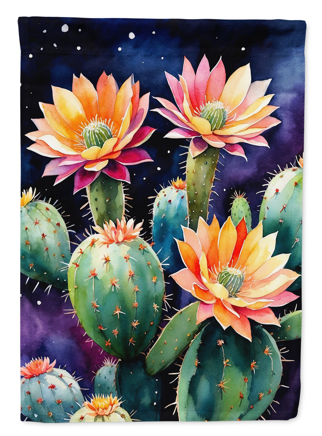 Queen of the Night Cactus House Flag 28x40 Porch Sleeve Pole Decorative Outside Yard Banner Artwork Wall Hanging, Polyester