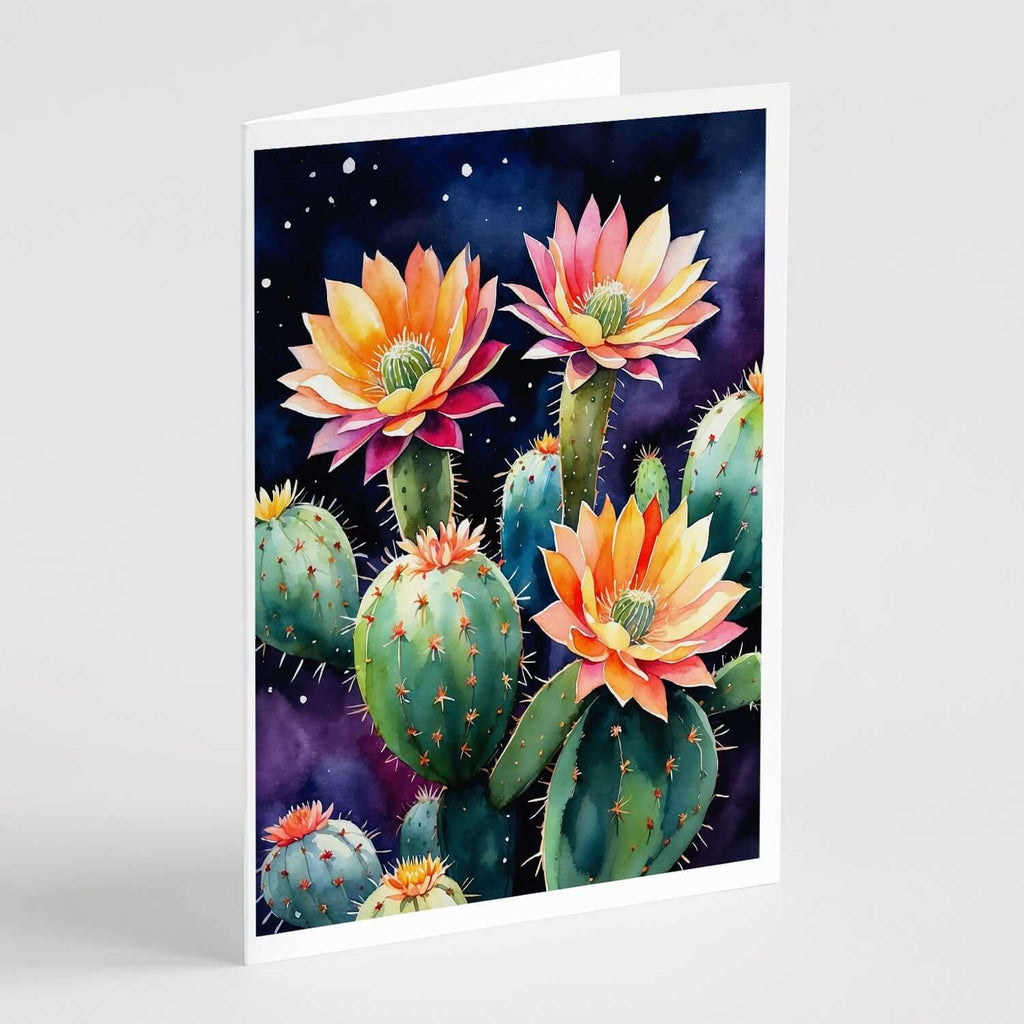 Queen of the Night Cactus Greeting Cards Pack of 8 Blank Cards with Envelopes Whimsical A7 Size 5x7