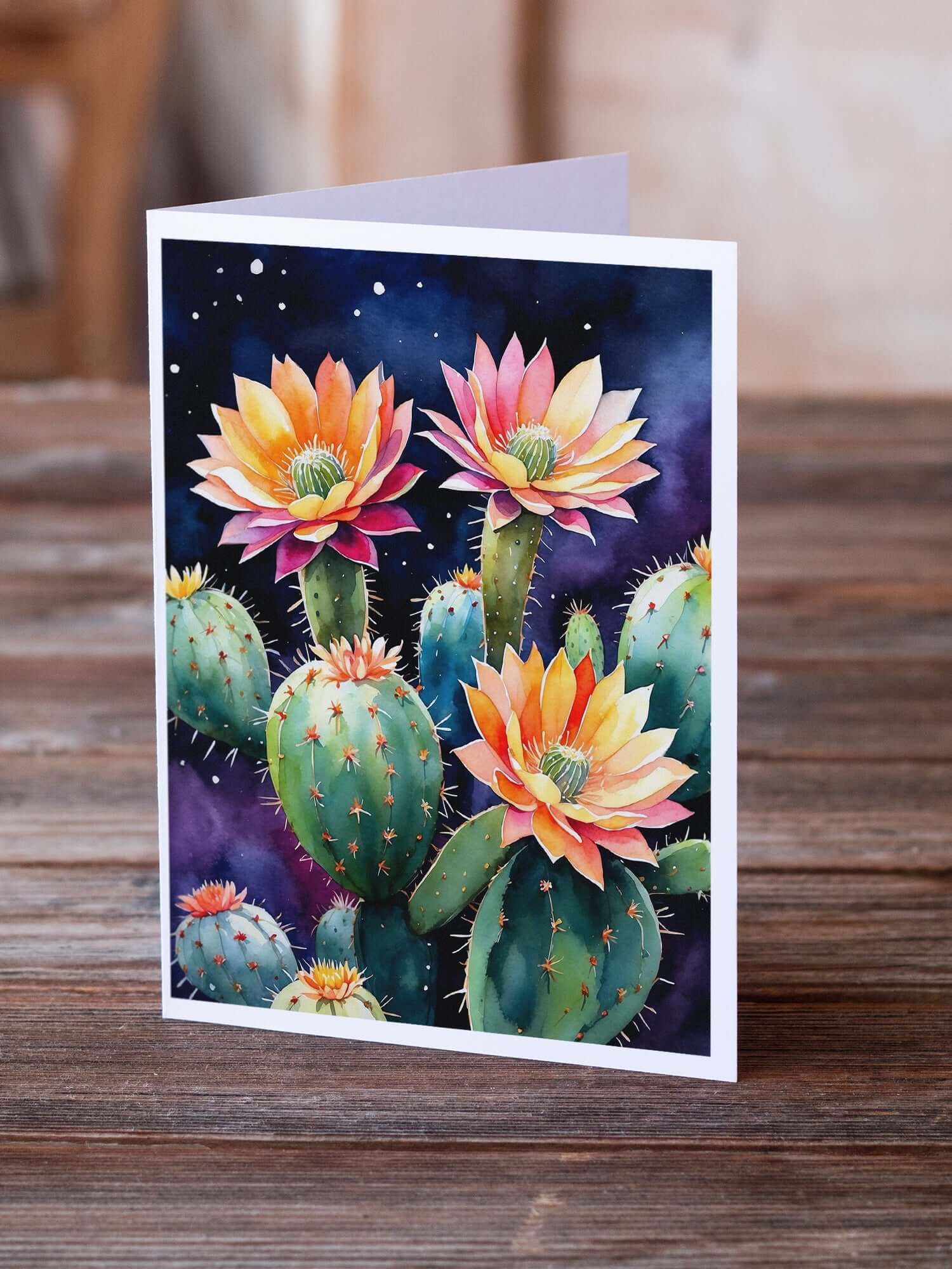 Queen of the Night Cactus Greeting Cards Pack of 8 Blank Cards with Envelopes Whimsical A7 Size 5x7