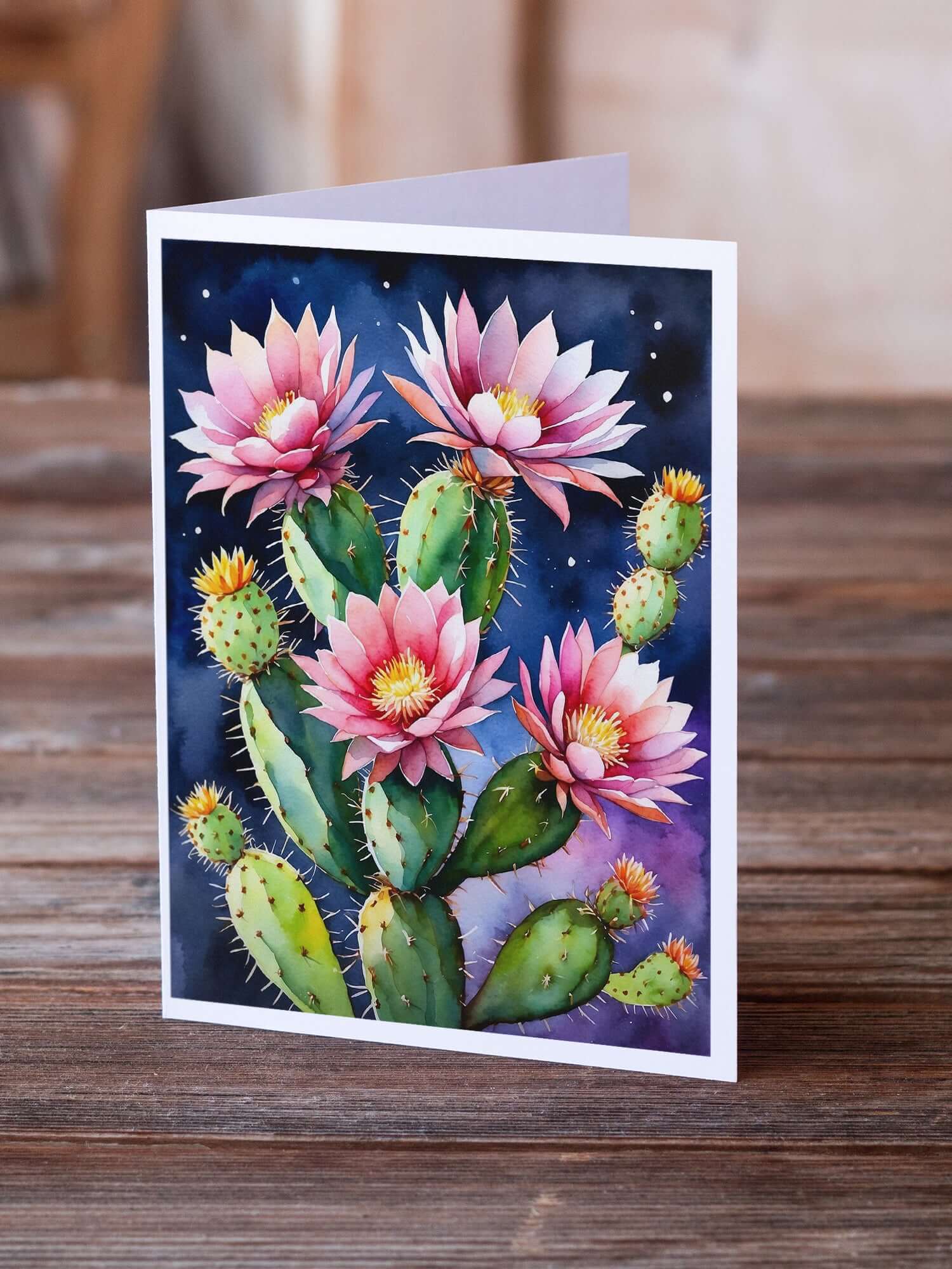Queen of the Night Cactus Greeting Cards Pack of 8 Blank Cards with Envelopes Whimsical A7 Size 5x7