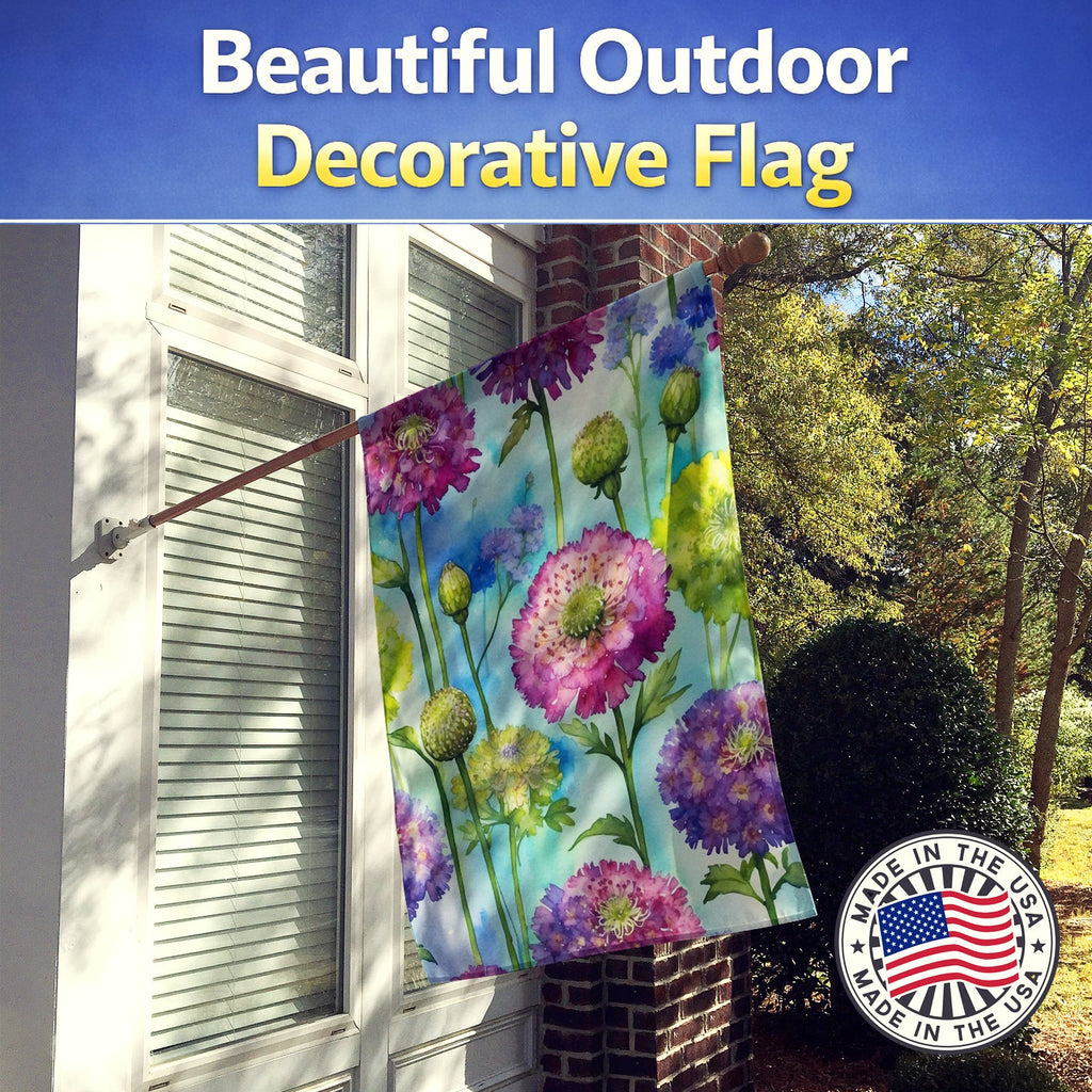 Scabiosa Flowers House Flag 28x40 Porch Sleeve Pole Decorative Outside Yard Banner Artwork Wall Hanging, Polyester