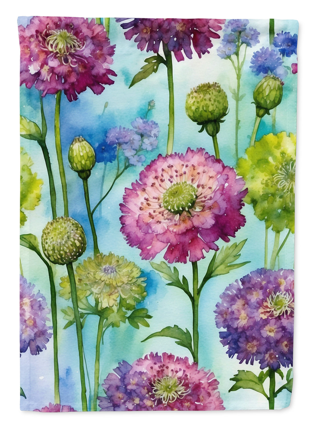 Scabiosa Flowers House Flag 28x40 Porch Sleeve Pole Decorative Outside Yard Banner Artwork Wall Hanging, Polyester