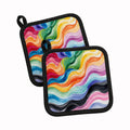 Progress Pride Waves of Unity Pot Holder Set of 2 Heat Resistant Quilted Hot Pads 7.5 x 7.5 Inch, Insulated Kitchen Trivets for Cooking & Baking