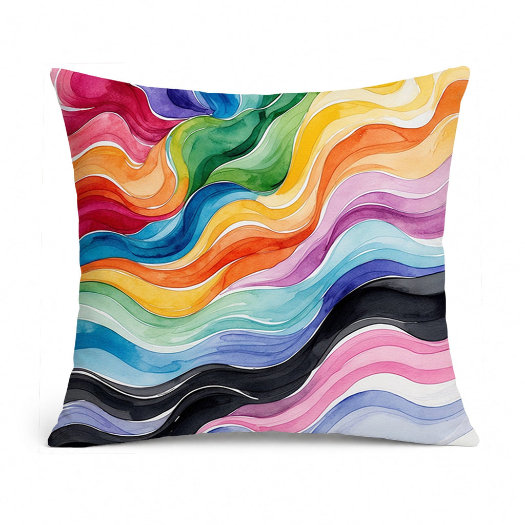 Progress Pride Waves of Unity Decorative Throw Pillow 14x14 Indoor Outdoor Accent Cushion, Fabric Cover with Insert for Sofa, Bed, Porch & Living Room
