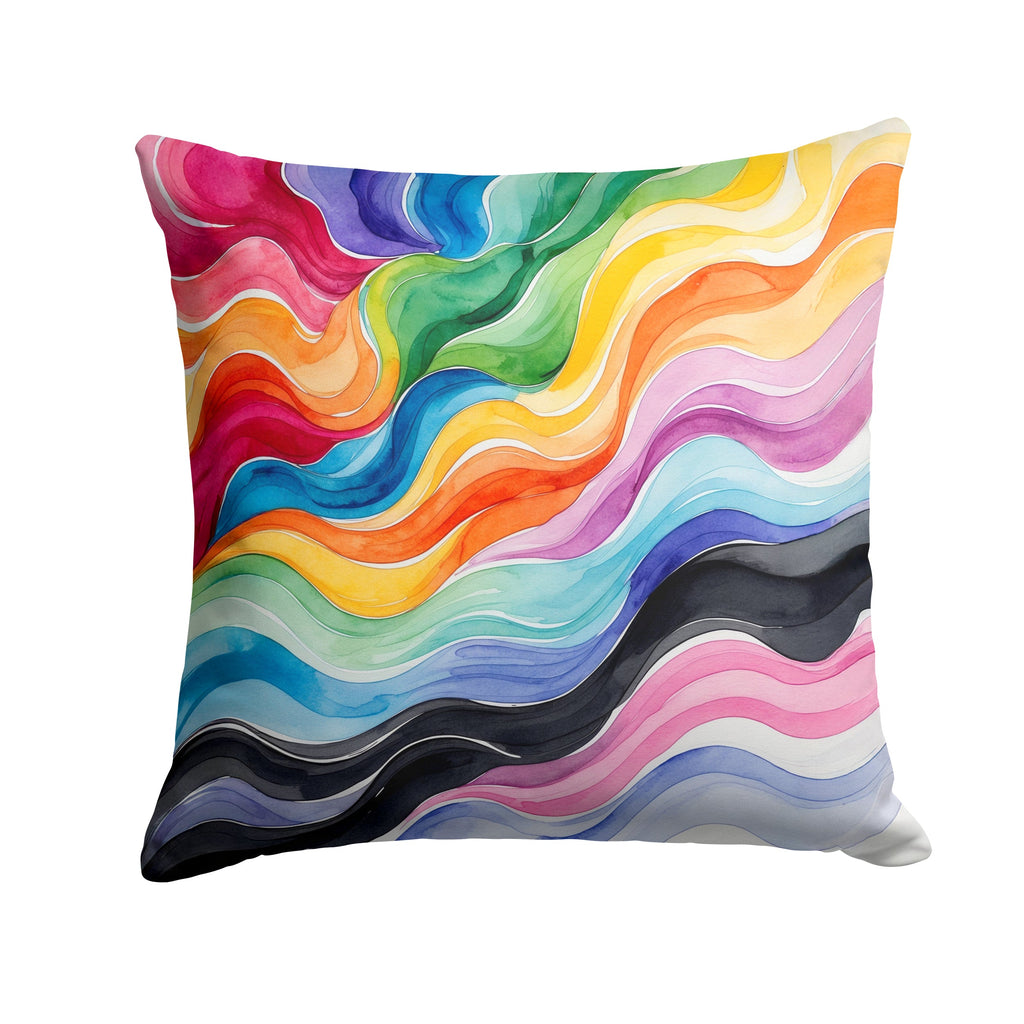 Progress Pride Waves of Unity Decorative Throw Pillow 18x18 Indoor Outdoor Accent Cushion, Fabric Cover with Insert for Sofa, Bed, Porch & Living Room