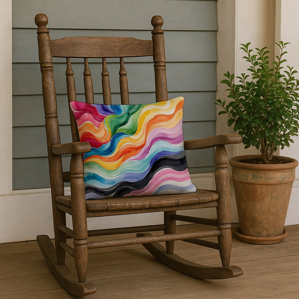 Progress Pride Waves of Unity Decorative Throw Pillow 18x18 Indoor Outdoor Accent Cushion, Fabric Cover with Insert for Sofa, Bed, Porch & Living Room
