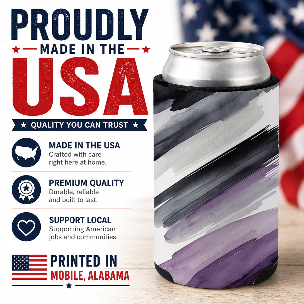 Asexual Pride Can or Bottle Hugger Cooler Sleeve for Standard 12 oz Cans, Insulated Foam Beer & Soda Can Hugger Reusable