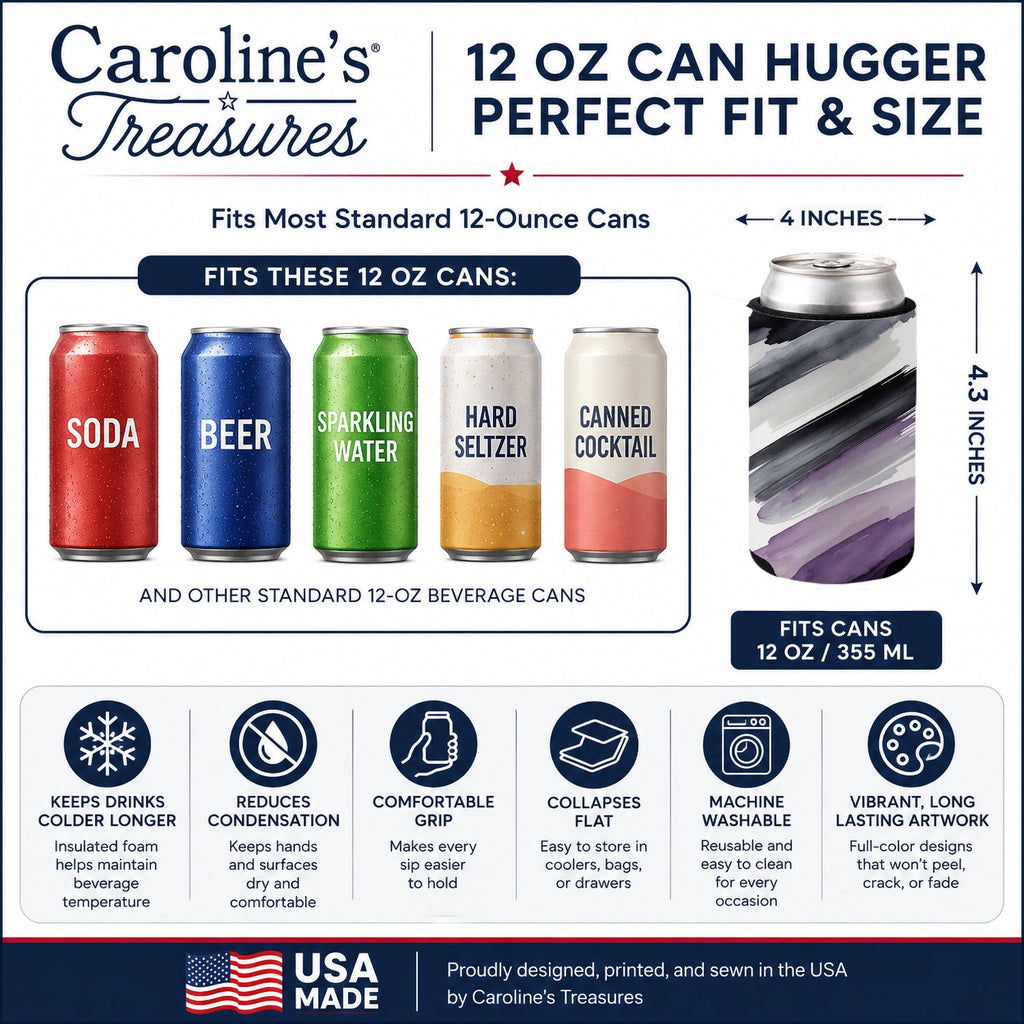 Asexual Pride Can or Bottle Hugger Cooler Sleeve for Standard 12 oz Cans, Insulated Foam Beer & Soda Can Hugger Reusable