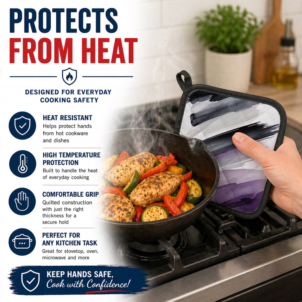 Asexual Pride Pot Holder Set of 2 Heat Resistant Quilted Hot Pads 7.5 x 7.5 Inch, Insulated Kitchen Trivets for Cooking & Baking