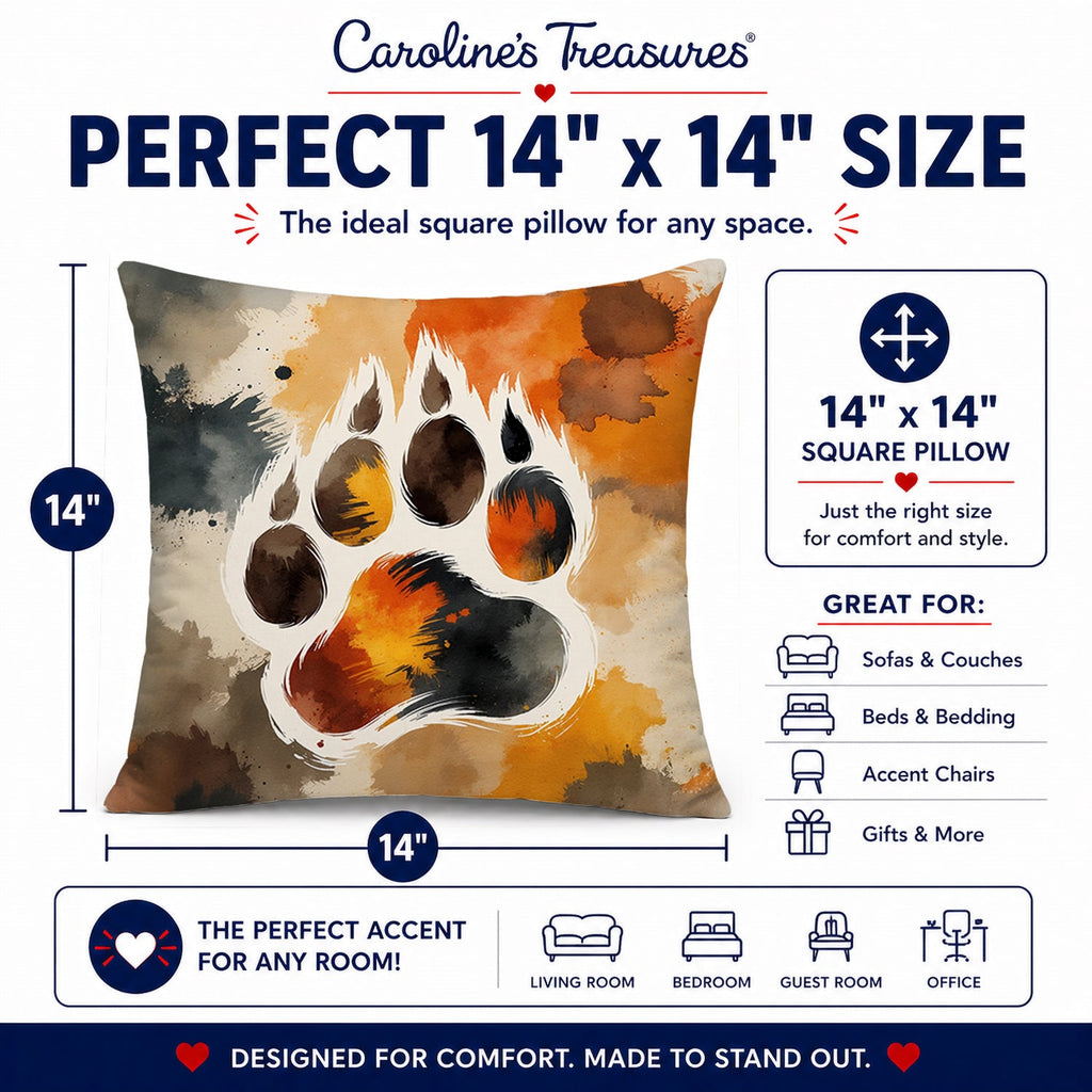 Bear Pride Decorative Throw Pillow 14x14 Indoor Outdoor Accent Cushion, Fabric Cover with Insert for Sofa, Bed, Porch & Living Room