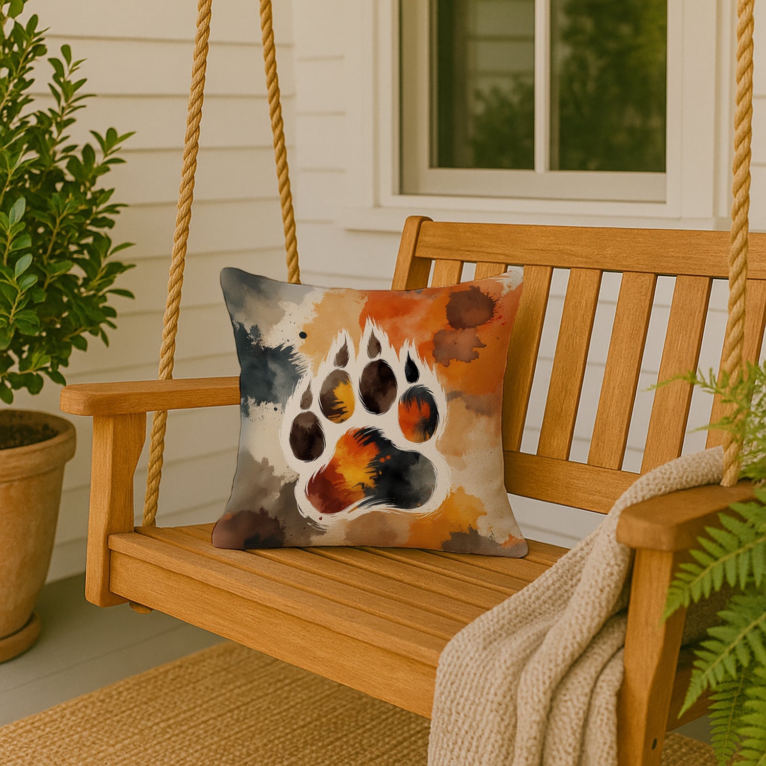 Bear Pride Decorative Throw Pillow 18x18 Indoor Outdoor Accent Cushion, Fabric Cover with Insert for Sofa, Bed, Porch & Living Room