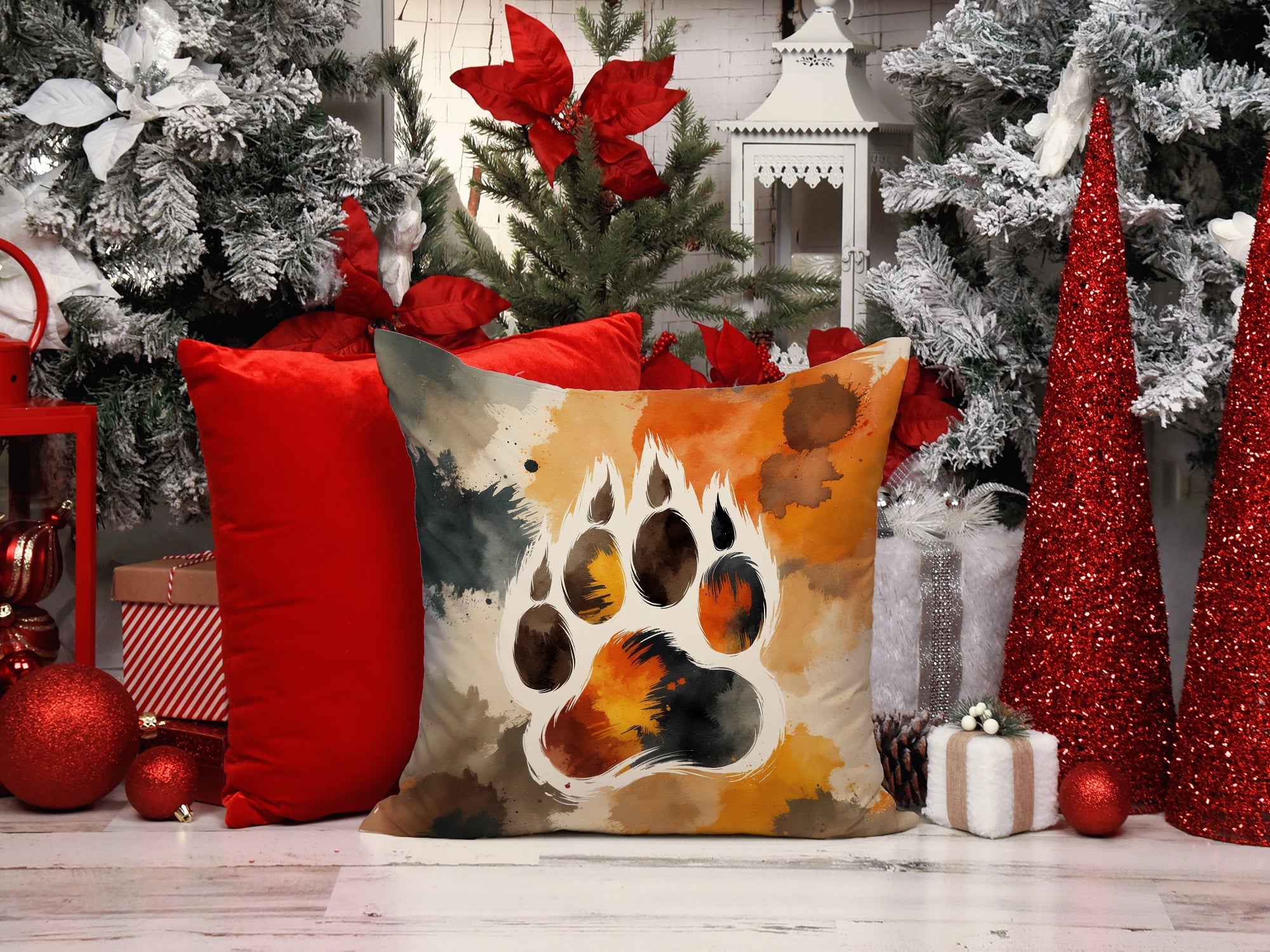 Bear Pride Decorative Throw Pillow 18x18 Indoor Outdoor Accent Cushion, Fabric Cover with Insert for Sofa, Bed, Porch & Living Room