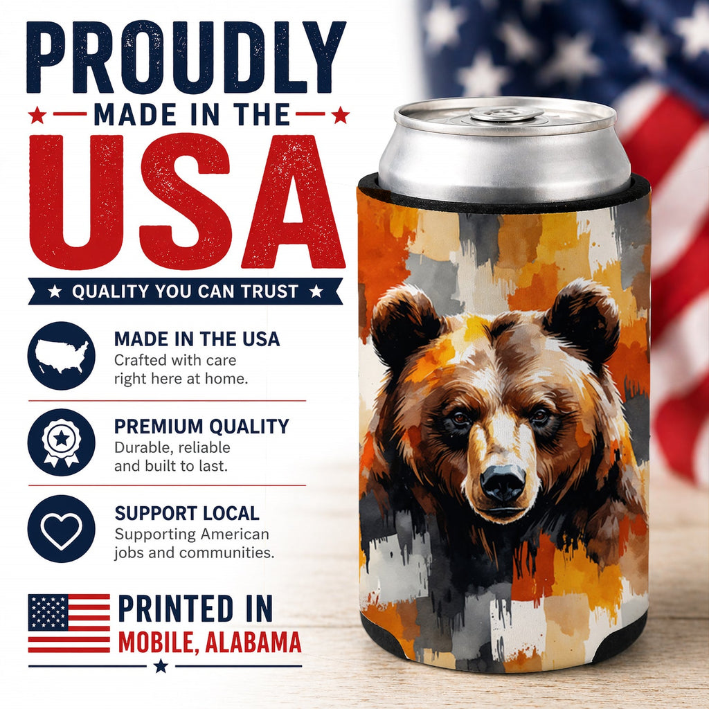 Bear Uniquely Bear Pride Can or Bottle Hugger Cooler Sleeve for Standard 12 oz Cans, Insulated Foam Beer & Soda Can Hugger Reusable