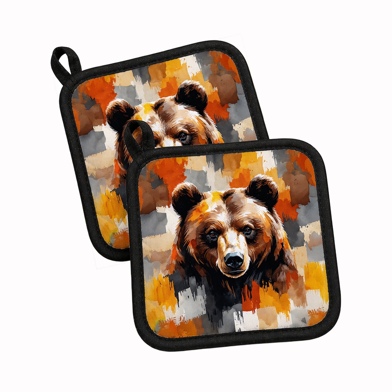 Bear Uniquely Bear Pride Pot Holder Set of 2 Heat Resistant Quilted Hot Pads 7.5 x 7.5 Inch, Insulated Kitchen Trivets for Cooking & Baking