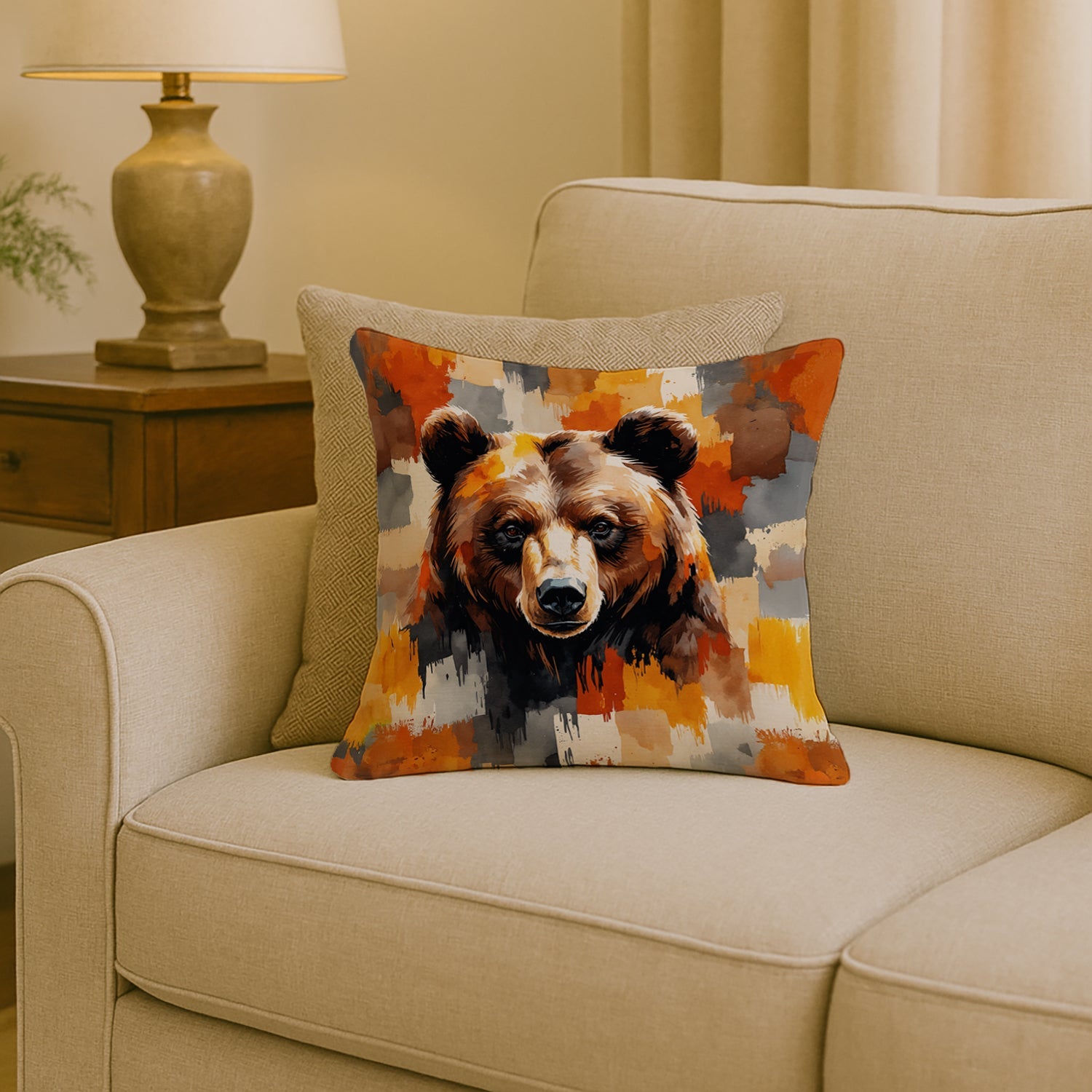 Bear Uniquely Bear Pride Decorative Throw Pillow 18x18 Indoor Outdoor Accent Cushion, Fabric Cover with Insert for Sofa, Bed, Porch & Living Room