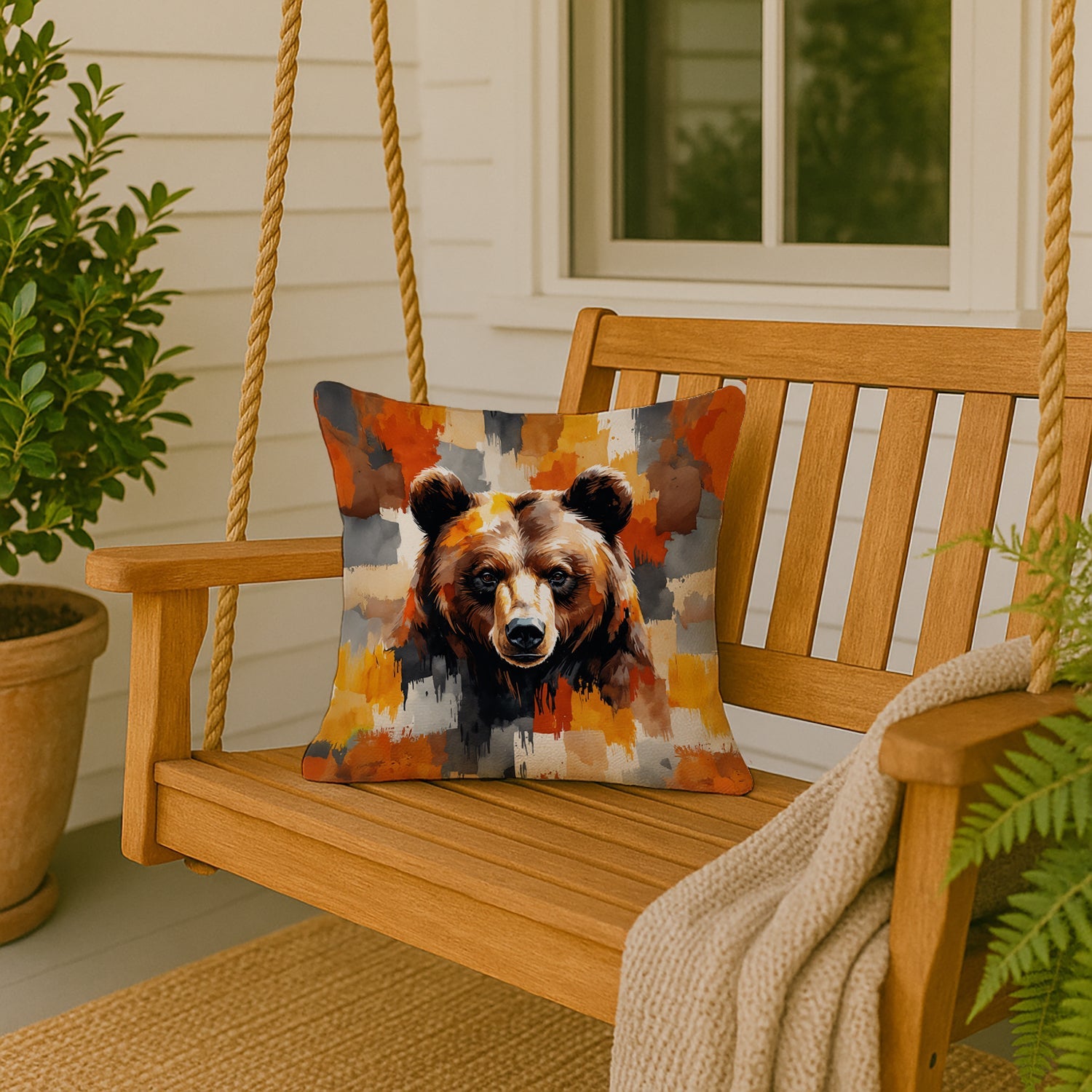 Bear Uniquely Bear Pride Decorative Throw Pillow 18x18 Indoor Outdoor Accent Cushion, Fabric Cover with Insert for Sofa, Bed, Porch & Living Room