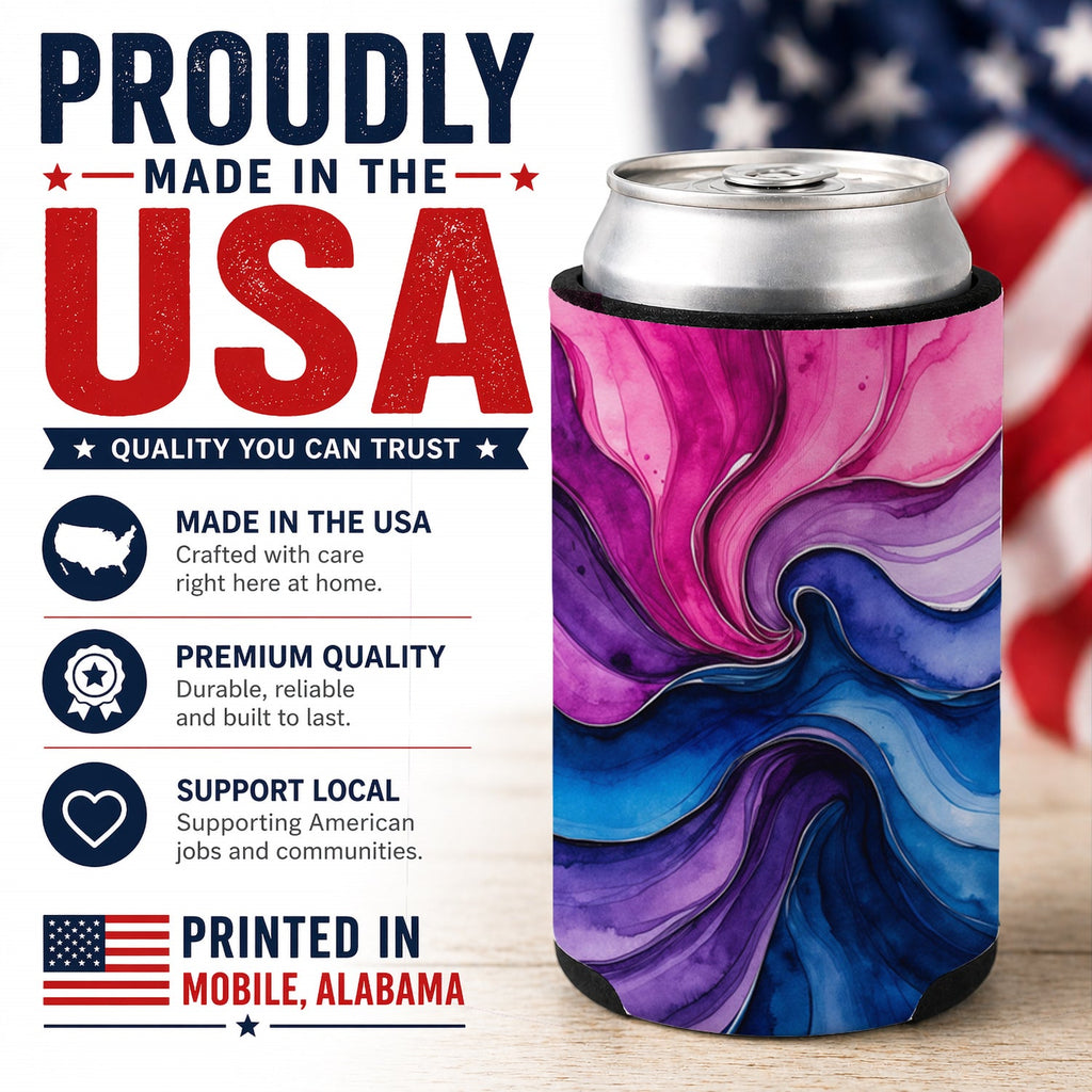 Bisexual Pride Can or Bottle Hugger Cooler Sleeve for Standard 12 oz Cans, Insulated Foam Beer & Soda Can Hugger Reusable