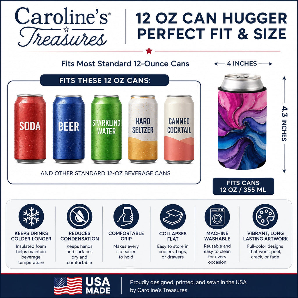 Bisexual Pride Can or Bottle Hugger Cooler Sleeve for Standard 12 oz Cans, Insulated Foam Beer & Soda Can Hugger Reusable