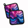 Bisexual Pride Pot Holder Set of 2 Heat Resistant Quilted Hot Pads 7.5 x 7.5 Inch, Insulated Kitchen Trivets for Cooking & Baking