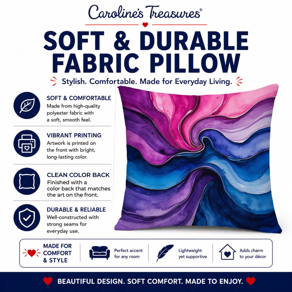Bisexual Pride Decorative Throw Pillow 14x14 Indoor Outdoor Accent Cushion, Fabric Cover with Insert for Sofa, Bed, Porch & Living Room