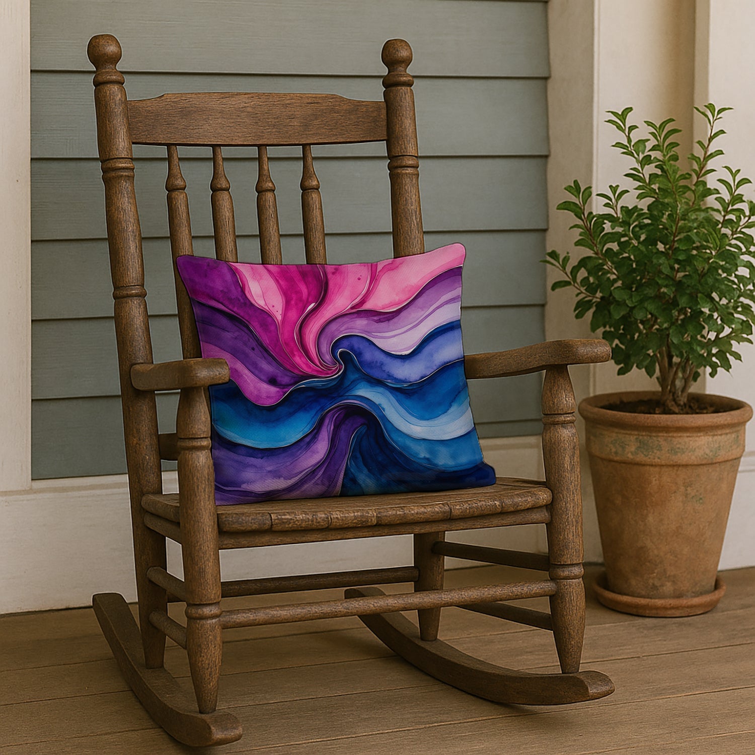 Bisexual Pride Decorative Throw Pillow 18x18 Indoor Outdoor Accent Cushion, Fabric Cover with Insert for Sofa, Bed, Porch & Living Room