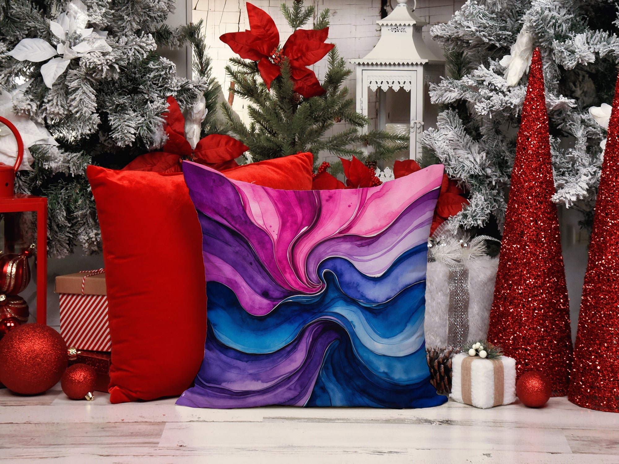 Bisexual Pride Decorative Throw Pillow 18x18 Indoor Outdoor Accent Cushion, Fabric Cover with Insert for Sofa, Bed, Porch & Living Room
