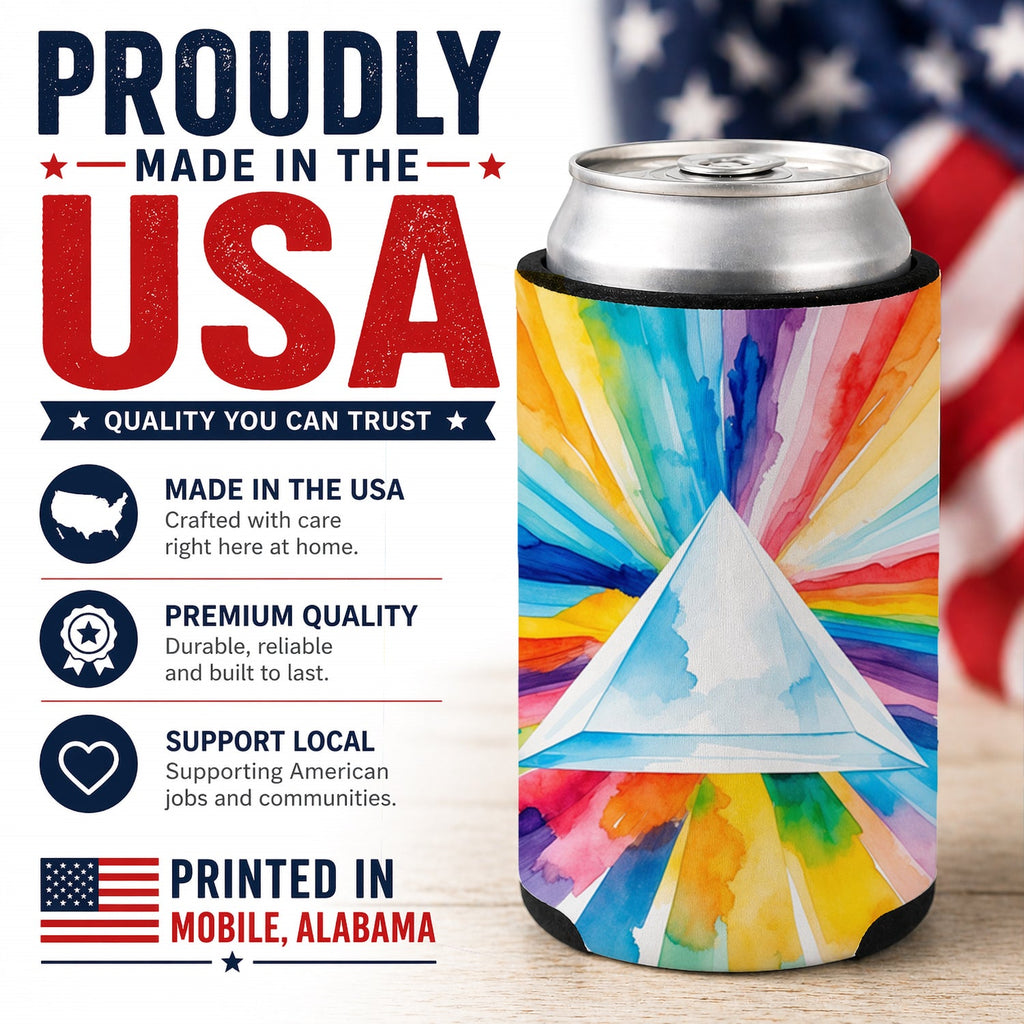 Gay Pride Intersectional Prism  Can or Bottle Hugger Cooler Sleeve for Standard 12 oz Cans, Insulated Foam Beer & Soda Can Hugger Reusable
