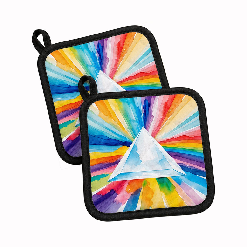 Gay Pride Intersectional Prism  Pot Holder Set of 2 Heat Resistant Quilted Hot Pads 7.5 x 7.5 Inch, Insulated Kitchen Trivets for Cooking & Baking