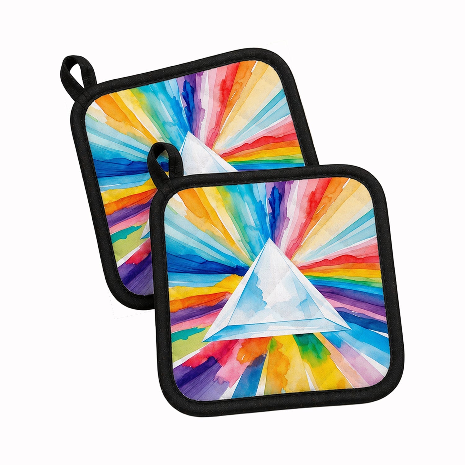 Gay Pride Intersectional Prism  Pot Holder Set of 2 Heat Resistant Quilted Hot Pads 7.5 x 7.5 Inch, Insulated Kitchen Trivets for Cooking & Baking